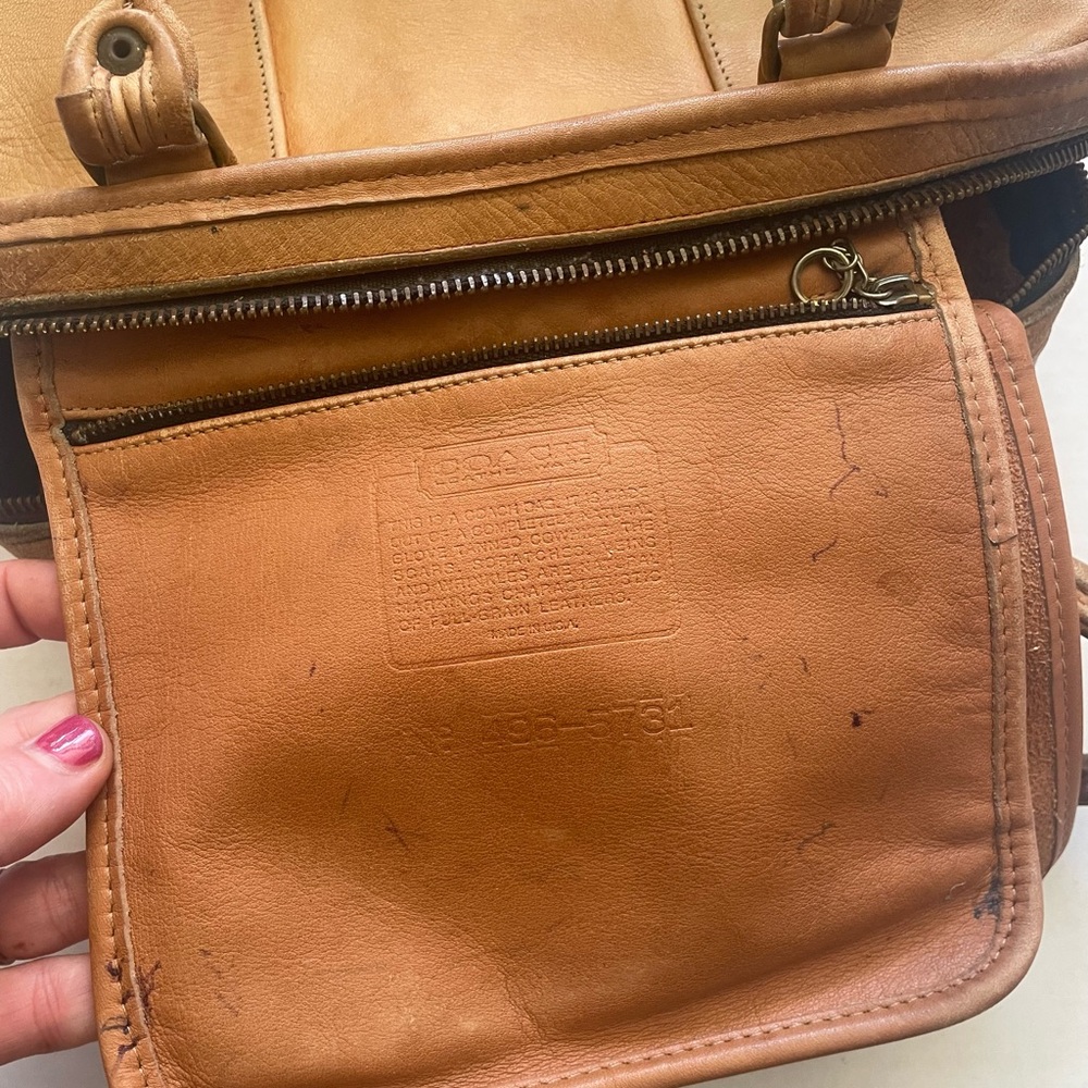 VTG 80s 90s COACH Satchel Purse Handbag Tan Leather Dr Bag 5731 Distressed - Picture 9 of 10